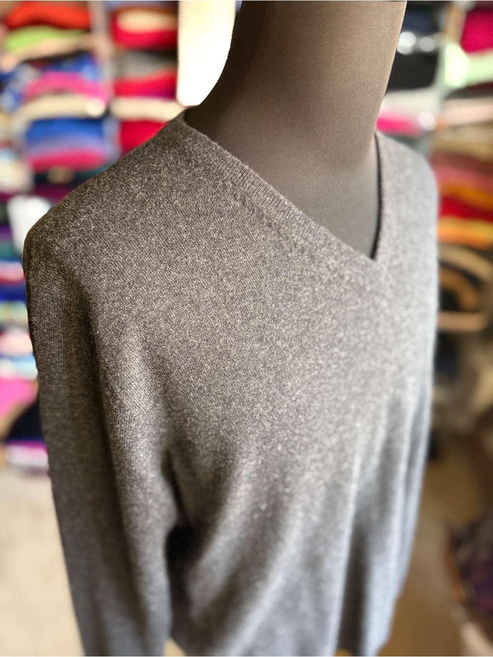 TSE Men's V-Neck Sweater in Charcoal Gray